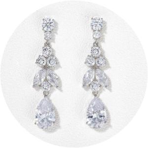 imageSWEETV Teardrop Wedding Bridal Earrings for Brides Bridesmaids Crystal Cubic Zirconia Dangle Drop Earrings for Women Prom GiftsSilver