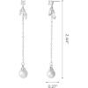 imageSWEETV 14k Gold Plated Pearl Drop Earrings Pearl Earrings for Women Pearl Wedding Bridal Earrings for Brides BridesmaidsProm Jewelry GiftsSilver