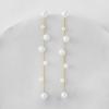 imageSWEETV 18K Gold PlatedSilver Long Pearl Drop Dangle Earrings for Women Chain Pearl Dangling Wedding Bridal Earrings for Brides Bridesmaids Prom Jewelry Gift for AdultGold