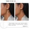 imageSWEETV 18K Gold PlatedSilver Long Pearl Drop Dangle Earrings for Women Chain Pearl Dangling Wedding Bridal Earrings for Brides Bridesmaids Prom Jewelry Gift for AdultGold
