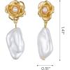 imageSWEETV Baroque Pearl Drop Earrings for Women Floral Pearl Wedding Earrings for Brides Bridal Dangle Earrings for Women Prom Party Jewelry GiftsGold