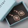 imageSWEETV Chandelier Wedding Earrings Rose Gold Bridal Earrings for Women BridesArt Deco Drop Dangle Earrings01Rose Gold