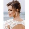 imageSWEETV Cubic Zirconia Wedding Earrings for Brides Women Crystal Chandelier Bridal Drop Dangle Earrings for Prom Pageant Formal Party Silver