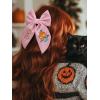 imageSWEETV Halloween Hair Bows Pumpkin Hair Clips Halloween Spooky Ghost Spider Witch Bats Hair Accessories Large Bows Barrettes for Women Girls Halloween Outfits Party Favors GiftsPinkA