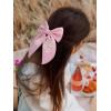 imageSWEETV Large Linen Hair Bows For Girls Handmade Cotton Floral Bow Hair Accessories Baby Girls Hair Clip Spring Flower Hair Barrettes Fable Hair Bows for Little Girl Toddler Kids TeensPinkA
