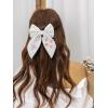 imageSWEETV Large Linen Hair Bows For Girls Handmade Cotton Floral Bow Hair Accessories Baby Girls Hair Clip Spring Flower Hair Barrettes Fable Hair Bows for Little Girl Toddler Kids TeensWhiteA