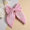 imageSWEETV Large Linen Hair Bows For Girls Handmade Cotton Floral Bow Hair Accessories Baby Girls Hair Clip Spring Flower Hair Barrettes Fable Hair Bows for Little Girl Toddler Kids TeensPinkA
