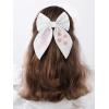 imageSWEETV Large Linen Hair Bows For Girls Handmade Cotton Floral Bow Hair Accessories Baby Girls Hair Clip Spring Flower Hair Barrettes Fable Hair Bows for Little Girl Toddler Kids TeensWhiteA