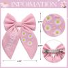 imageSWEETV Large Linen Hair Bows For Girls Handmade Cotton Floral Bow Hair Accessories Baby Girls Hair Clip Spring Flower Hair Barrettes Fable Hair Bows for Little Girl Toddler Kids TeensPinkA
