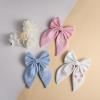 imageSWEETV Large Linen Hair Bows For Girls Handmade Cotton Floral Bow Hair Accessories Baby Girls Hair Clip Spring Flower Hair Barrettes Fable Hair Bows for Little Girl Toddler Kids TeensWhiteA