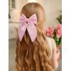 imageSWEETV Large Linen Hair Bows For Girls Handmade Cotton Floral Bow Hair Accessories Baby Girls Hair Clip Spring Flower Hair Barrettes Fable Hair Bows for Little Girl Toddler Kids TeensPinkA