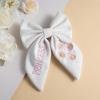 imageSWEETV Large Linen Hair Bows For Girls Handmade Cotton Floral Bow Hair Accessories Baby Girls Hair Clip Spring Flower Hair Barrettes Fable Hair Bows for Little Girl Toddler Kids TeensWhiteA