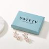 imageSWEETV Marquise Wedding Bridal Earrings for Brides Bridesmaids Crystal Cubic Zirconia Cluster Stud Earrings for Women Prom Party Jewelry GiftsRose Gold
