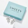 imageSWEETV Marquise Wedding Bridal Earrings for Brides Bridesmaids Crystal Cubic Zirconia Cluster Stud Earrings for Women Prom Party Jewelry GiftsSilver