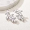 imageSWEETV Marquise Wedding Bridal Earrings for Brides Bridesmaids Crystal Cubic Zirconia Cluster Stud Earrings for Women Prom Party Jewelry GiftsSilver