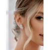 imageSWEETV Marquise Wedding Earrings for Brides Bridesmaids Cubic Zirconia Bridal Earrings Rhinestone Cluster Stud Earrings for Women Prom Party Jewelry GiftsStyle1Silver