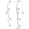 imageSWEETV Silver Pearl Drop Dangle Earrings for Women Pearl Wedding Bridal Earrings for Brides BridesmaidsProm Formal Jewelry GiftsSilver