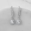 imageSWEETV Teardrop Bridal Earrings for Wedding Brides Bridesmaids Pear Shaped Dangle Drop Earrings for Women Prom Formal PartyStyle1