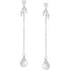 imageSWEETV 14k Gold Plated Pearl Drop Earrings Pearl Earrings for Women Pearl Wedding Bridal Earrings for Brides BridesmaidsProm Jewelry GiftsSilver