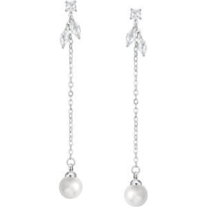 imageSWEETV 14k Gold Plated Pearl Drop Earrings Pearl Earrings for Women Pearl Wedding Bridal Earrings for Brides BridesmaidsProm Jewelry GiftsSilver