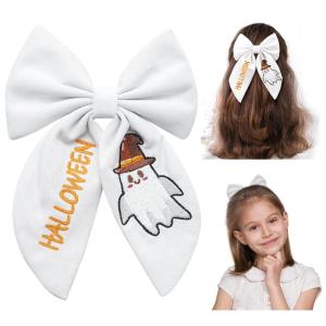 imageSWEETV Halloween Hair Bows ampamp Clips  Spooky Ghost Spider Witch ampamp Bat Hair Accessories  Large Barrettes for Women ampamp Girls  Halloween Outfits ampamp Party FavorsWhiteB