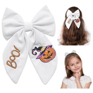 imageSWEETV Halloween Hair Bows ampamp Clips  Spooky Ghost Spider Witch ampamp Bat Hair Accessories  Large Barrettes for Women ampamp Girls  Halloween Outfits ampamp Party FavorsWhiteC