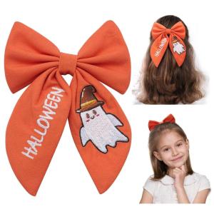 imageSWEETV Halloween Hair Bows ampamp Clips  Spooky Ghost Spider Witch ampamp Bat Hair Accessories  Large Barrettes for Women ampamp Girls  Halloween Outfits ampamp Party FavorsOrangeB