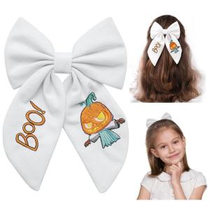 imageSWEETV Halloween Hair Bows ampamp Clips  Spooky Ghost Spider Witch ampamp Bat Hair Accessories  Large Barrettes for Women ampamp Girls  Halloween Outfits ampamp Party FavorsWhiteA