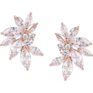 imageSWEETV Marquise Wedding Earrings for Brides Bridesmaids Cubic Zirconia Bridal Earrings Rhinestone Cluster Stud Earrings for Women Prom Party Jewelry GiftsStyle1Rose Gold