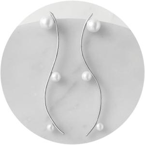 imageSWEETV Silver Pearl Drop Dangle Earrings for Women Pearl Wedding Bridal Earrings for Brides BridesmaidsProm Formal Jewelry GiftsStyle1