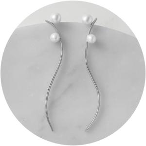 imageSWEETV Silver Pearl Drop Dangle Earrings for Women Pearl Wedding Bridal Earrings for Brides BridesmaidsProm Formal Jewelry GiftsStyle2