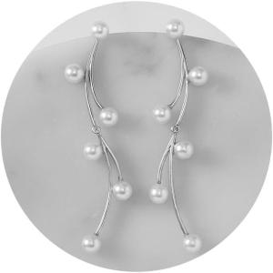 imageSWEETV Silver Pearl Drop Dangle Earrings for Women Pearl Wedding Bridal Earrings for Brides BridesmaidsProm Formal Jewelry GiftsStyle3