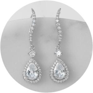 imageSWEETV Teardrop Bridal Earrings for Wedding Brides Bridesmaids Pear Shaped Dangle Drop Earrings for Women Prom Formal PartyStyle2