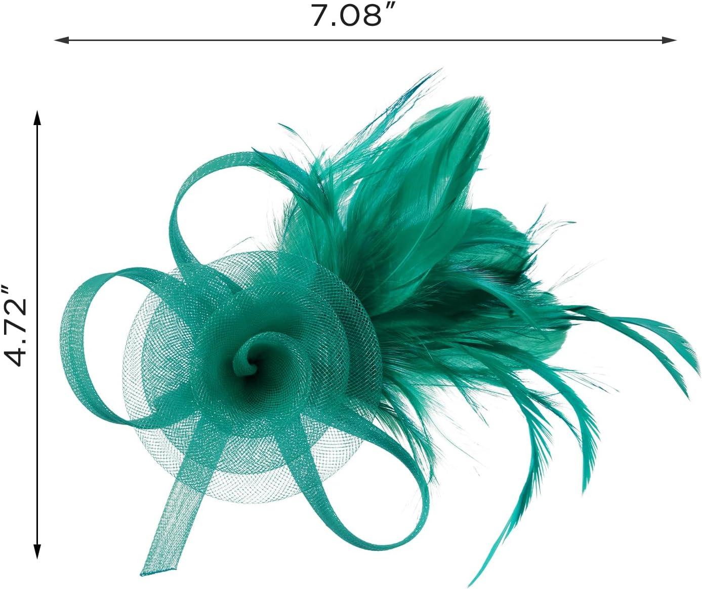 imageSWEETV Tulle Fascinators for Women Tea Party Hats for Kentucky Fascinators Derby Cocktail Wedding Fancy Dress PartyPeacock Green