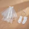 imageSWEETV 6 Pcs First Communion Veil Set for Girls 1st Communion Bow Veil Headpiece Accessories Set White Lace Veil Flower CrownWhite