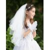 imageSWEETV 6 Pcs First Communion Veil Set for Girls 1st Communion Bow Veil Headpiece Accessories Set White Lace Veil Flower CrownWhite