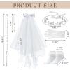 imageSWEETV 6 Pcs First Communion Veil Set for Girls 1st Communion Bow Veil Headpiece Accessories Set White Lace Veil Flower CrownWhite