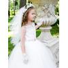imageSWEETV 6 Pcs First Communion Veil Set for Girls 1st Communion Bow Veil Headpiece Accessories Set White Lace Veil Flower CrownWhite