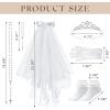 imageSWEETV 6 Pcs First Communion Veil Set for Girls 1st Communion Bow Veil Headpiece Accessories Set White Lace Veil Flower CrownWhite