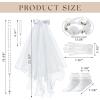 imageSWEETV 6 Pcs First Communion Veil Set for Girls 1st Communion Bow Veil Headpiece Accessories Set White Lace Veil Flower CrownWhite