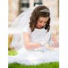 imageSWEETV 6 Pcs First Communion Veil Set for Girls 1st Communion Bow Veil Headpiece Accessories Set White Lace Veil Flower CrownWhite