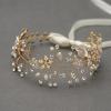 imageSWEETV Bridal Headband Wedding Headpiece for Bride Hair Accessories for Wedding Hair Pieces Crystal Pearl Hair Vine GoldGold