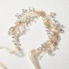 imageSWEETV Bridal Headband Wedding Headpiece for Bride Hair Accessories for Wedding Hair Pieces Crystal Pearl Hair Vine GoldGold