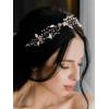 imageSWEETV Bridal Headband Wedding Headpiece for Bride Hair Accessories for Wedding Hair Pieces Crystal Pearl Hair Vine GoldRose Gold