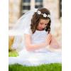imageSWEETV First Communion Veil 1st Communion Veils For Kids Flower Girl Bow Headband Veil Holy Headpiece Wedding Catholic PartyWhite