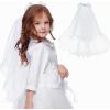 imageSWEETV First Communion Veil 1st Communion Veils For Kids Flower Girl Bow Headband Veil Holy Headpiece Wedding Catholic PartyWhite