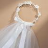 imageSWEETV First Communion Veil 1st Communion Veils For Kids Flower Girl Bow Headband Veil Holy Headpiece Wedding Catholic PartyWhite
