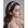imageSWEETV FlowerLeaf Bridal Headpieces for Wedding Hair Band for Brides Headband Rhinestone Wedding Headband Silver Flower Girl Bridesmaid Hair Vine