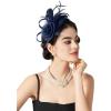imageSWEETV Tulle Fascinators for Women Tea Party Hats for Kentucky Fascinators Derby Cocktail Wedding Fancy Dress PartyBlue