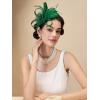 imageSWEETV Tulle Fascinators for Women Tea Party Hats for Kentucky Fascinators Derby Cocktail Wedding Fancy Dress PartyGreen